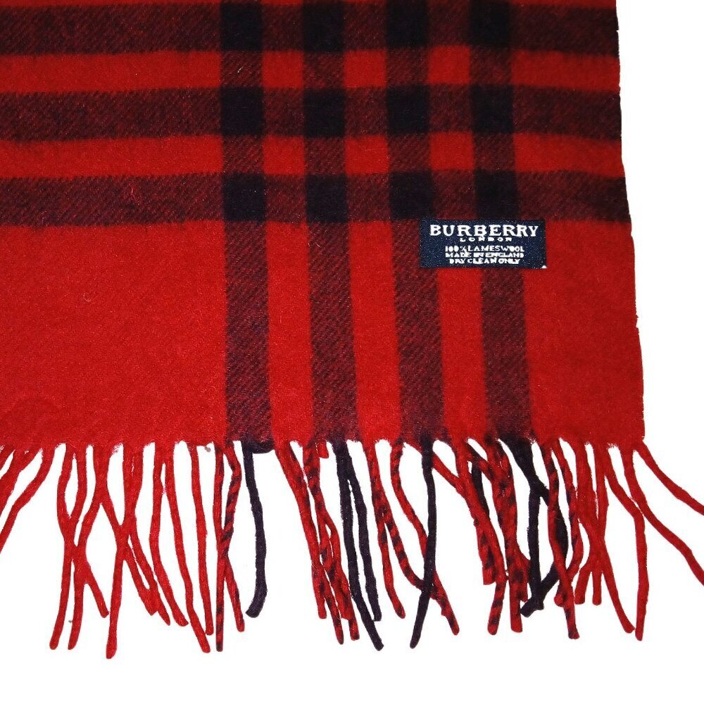 Burberry Vintage Red Multi-Color Plaid Fall Winter Luxury Scarf Scarves - Picture 3 of 5